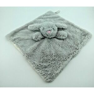 Kellytoy Gray Bunny Lovey Security Blanket Plush Rabbit Pink Nose Soft Baby